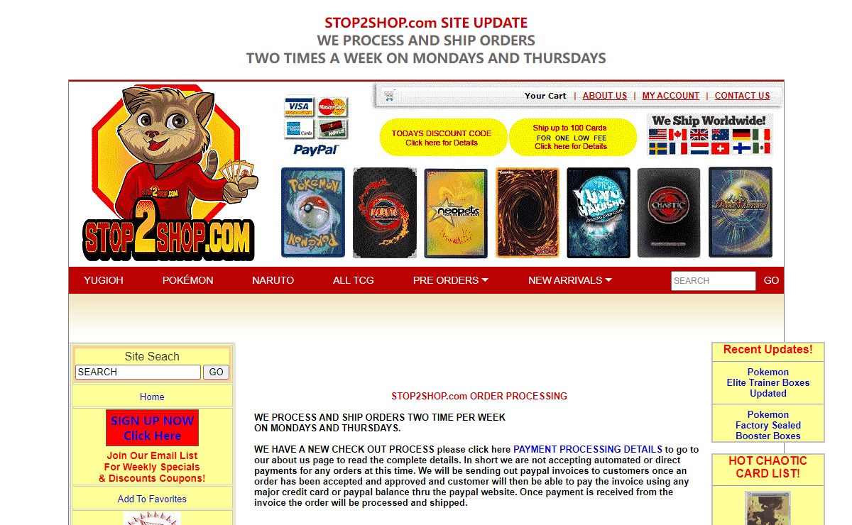 Stop2Shop.com Buy Cheap Pokemon Collector Tins and Online Code Cards Yugioh Yu-gi-oh God Card Naruto Cards Pokemon TCGO Neopets Yu-gioh Universe.com Yugi-oh Neopet Codes