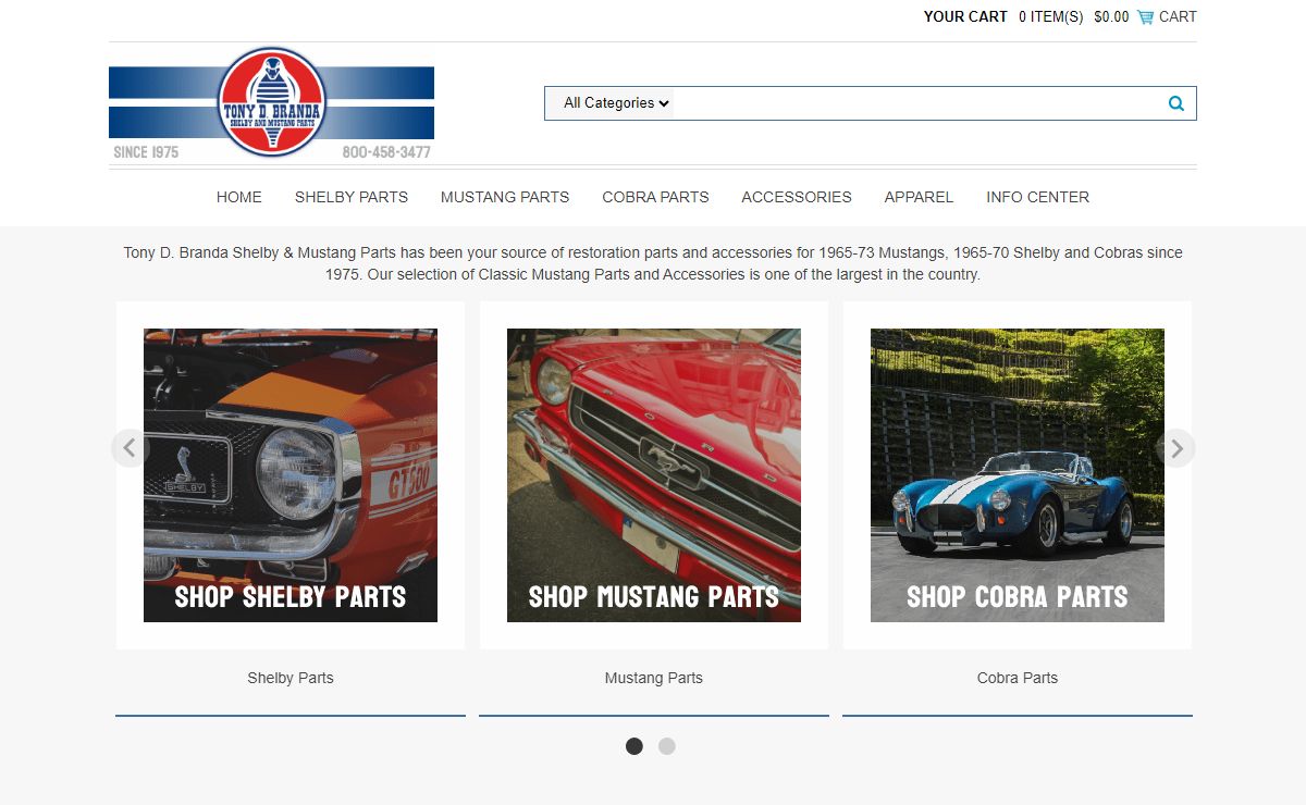Tony D. Branda 1965-73 Mustang Parts 1965-70 Shelby Parts & Accessories