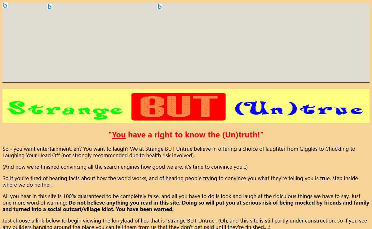 Strange But Untrue Home Page