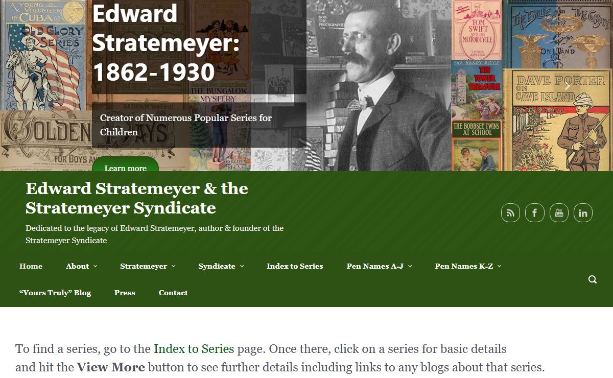 - Edward Stratemeyer & the Stratemeyer Syndicate