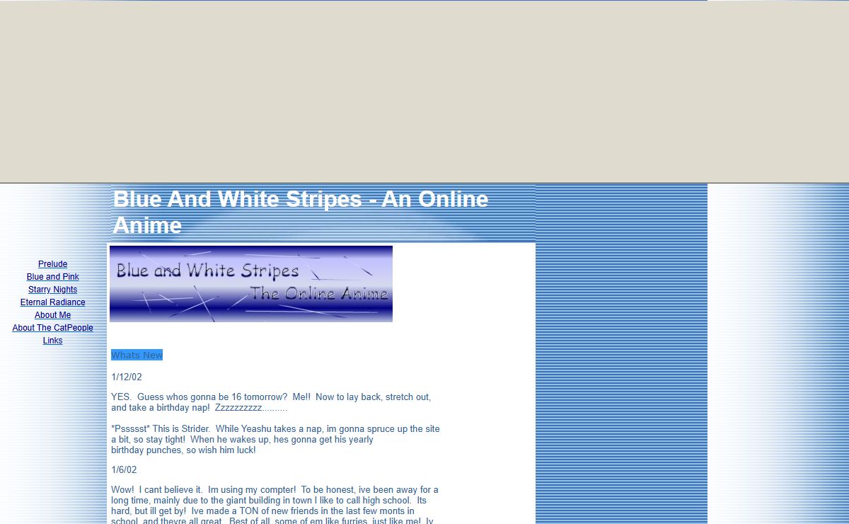 Blue And White Stripes - An Online Anime