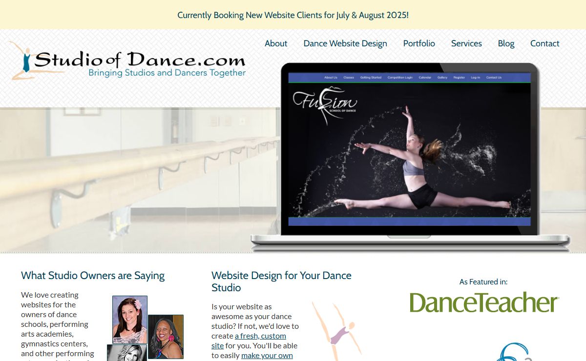 Designing websites specifically for dance studios, performing arts organizations, and gymnastics centers since 2002 - StudioofDance.com