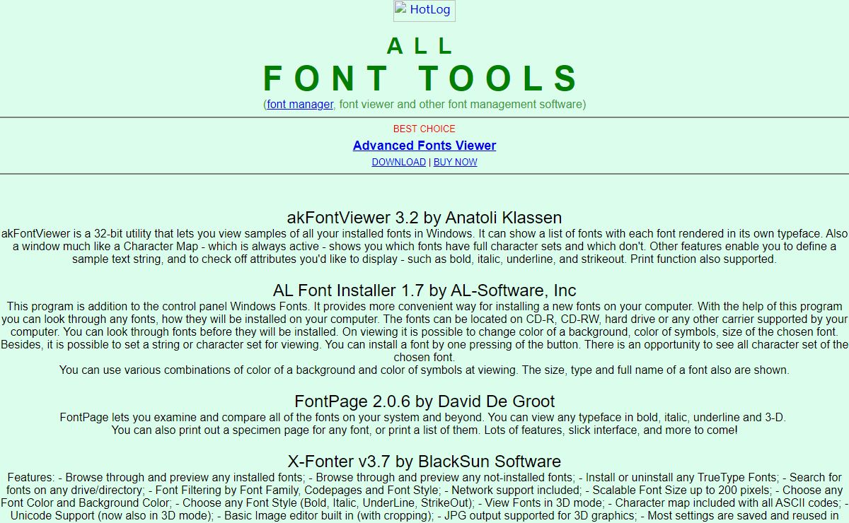 All Font Tools - font manager, viewer and other font management software