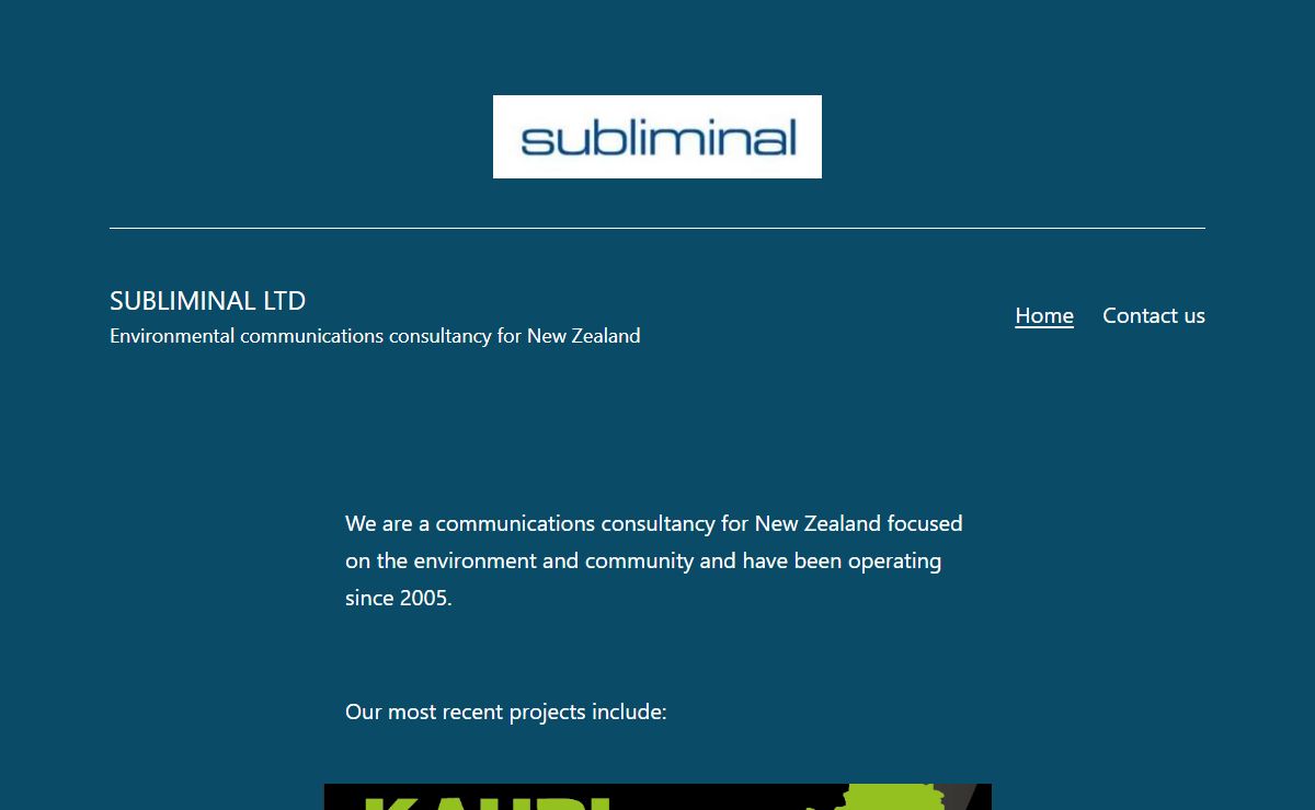 Subliminal Ltd – Environmental communications consultancy for New Zealand