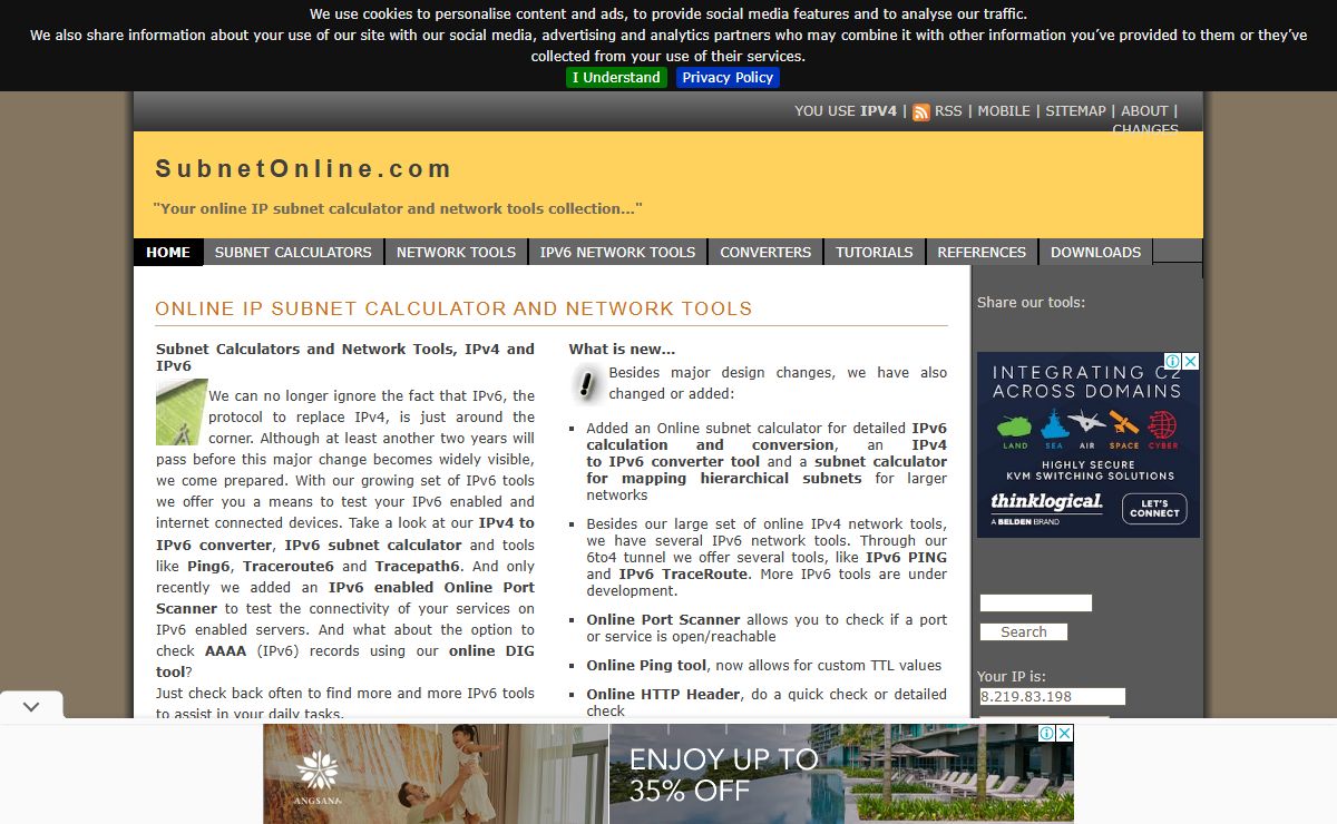Online IP Subnet Calculator and Network Tools - SubnetOnline.com