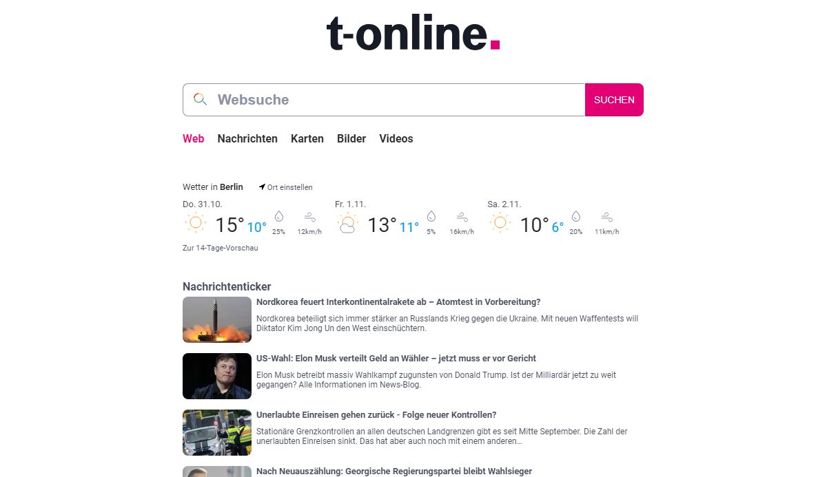 suche.t-online.de - Suche für das Web, Bilder, Videos & t-online