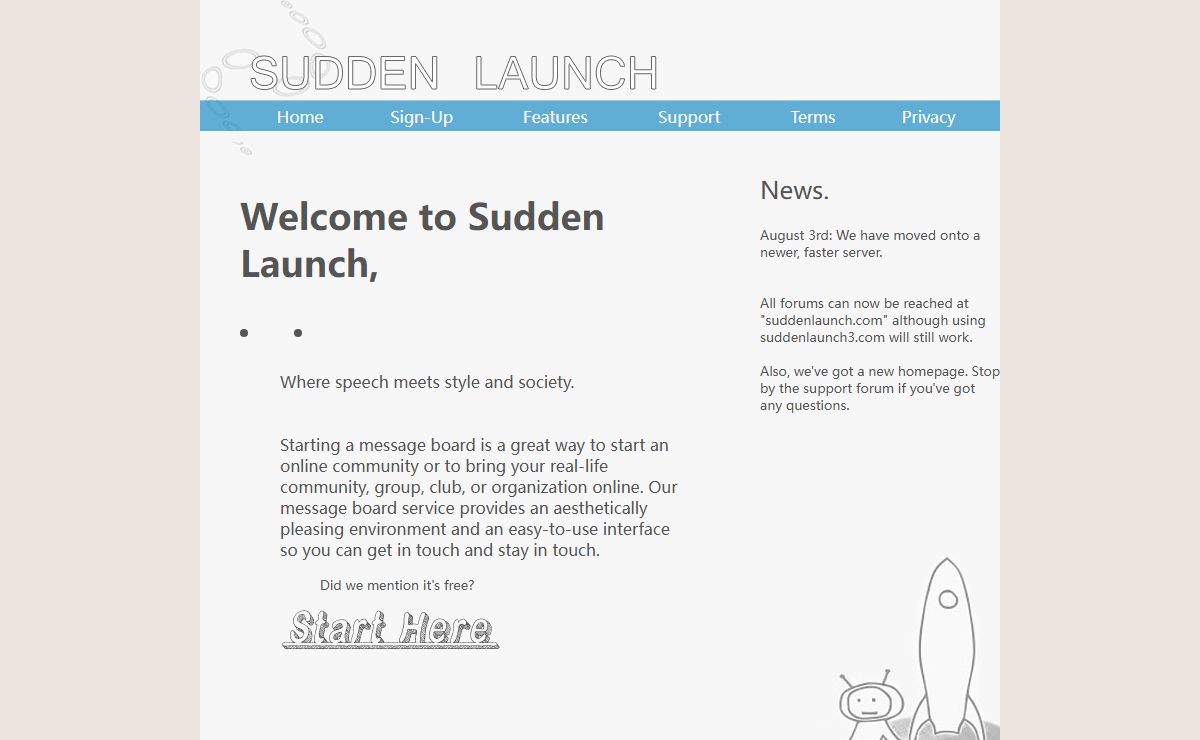 Sudden Launch - Because You Like Free Message Boards.