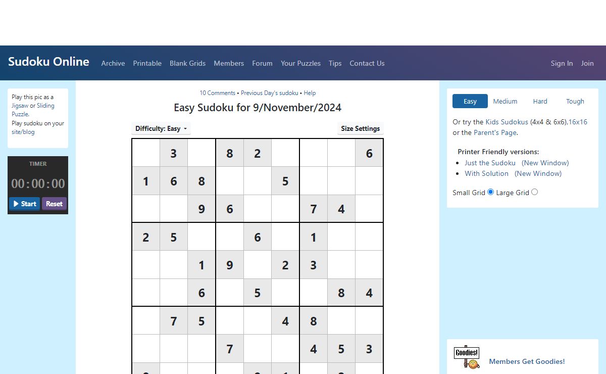 Sudoku Online. Free Printable Sudoku Puzzles.