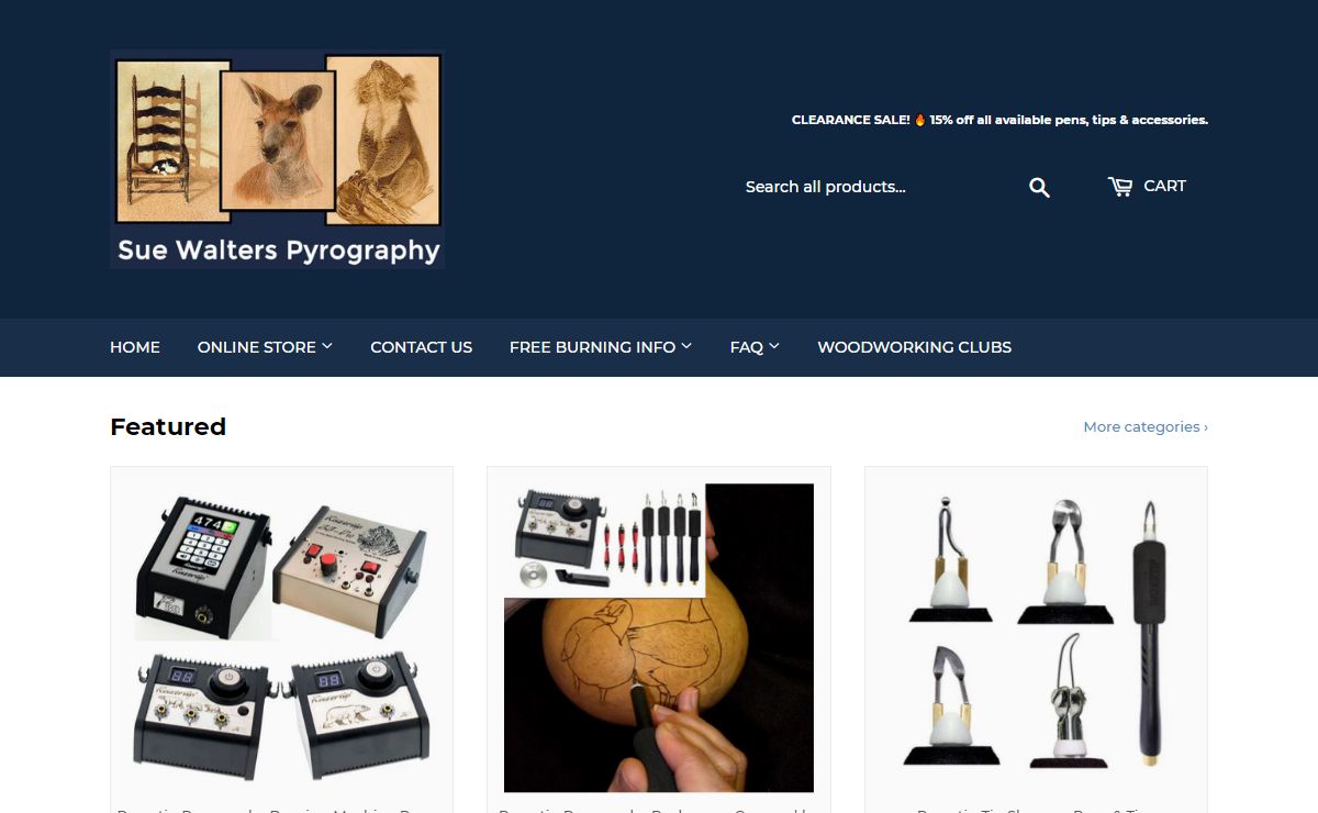 Sue Walters Pyrography. Australian Razertip pyrography dealer.