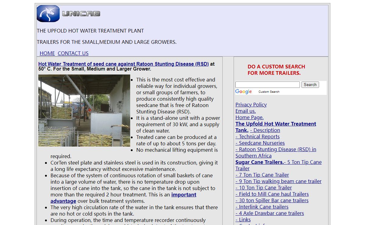 Equipment for Hot Water Treatment of Sugarcane against Ratoon Stunting Disease (RSD).