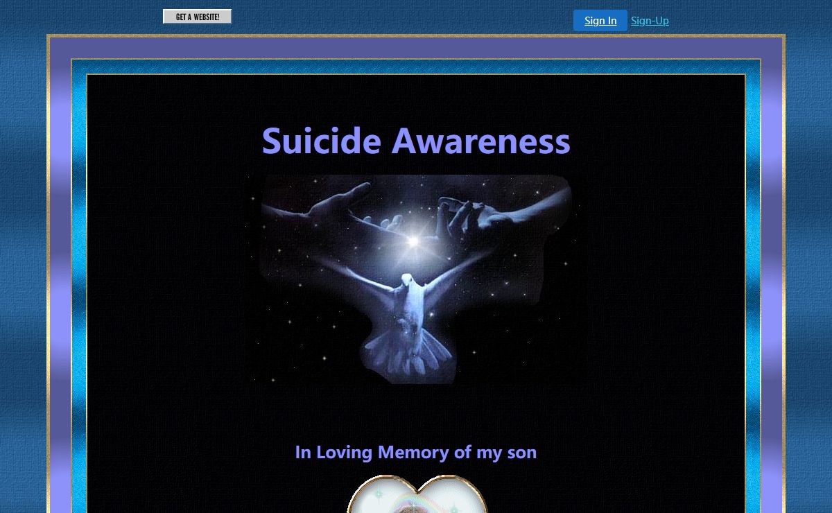 Suicide Awareness, Poems, Memorials, Information, Hotlines, Links