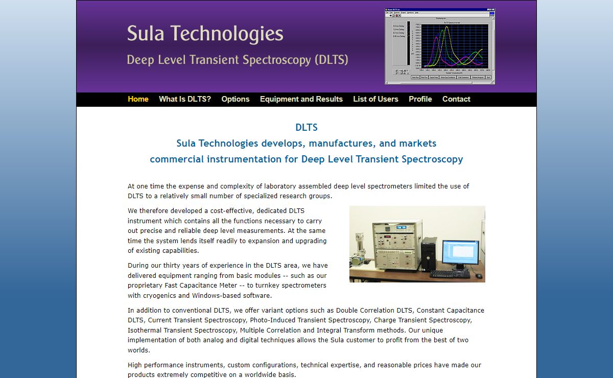 Sula Technologies : Deep Level Transient Spectroscopy : DLTS