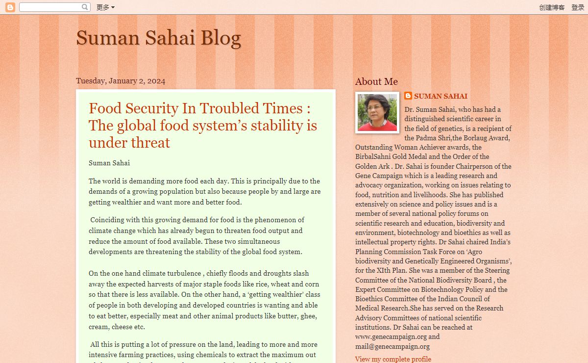 Suman Sahai Blog