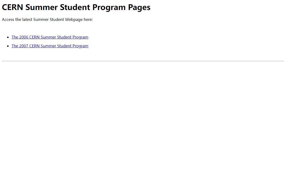 CERN Summer Student Program Pages