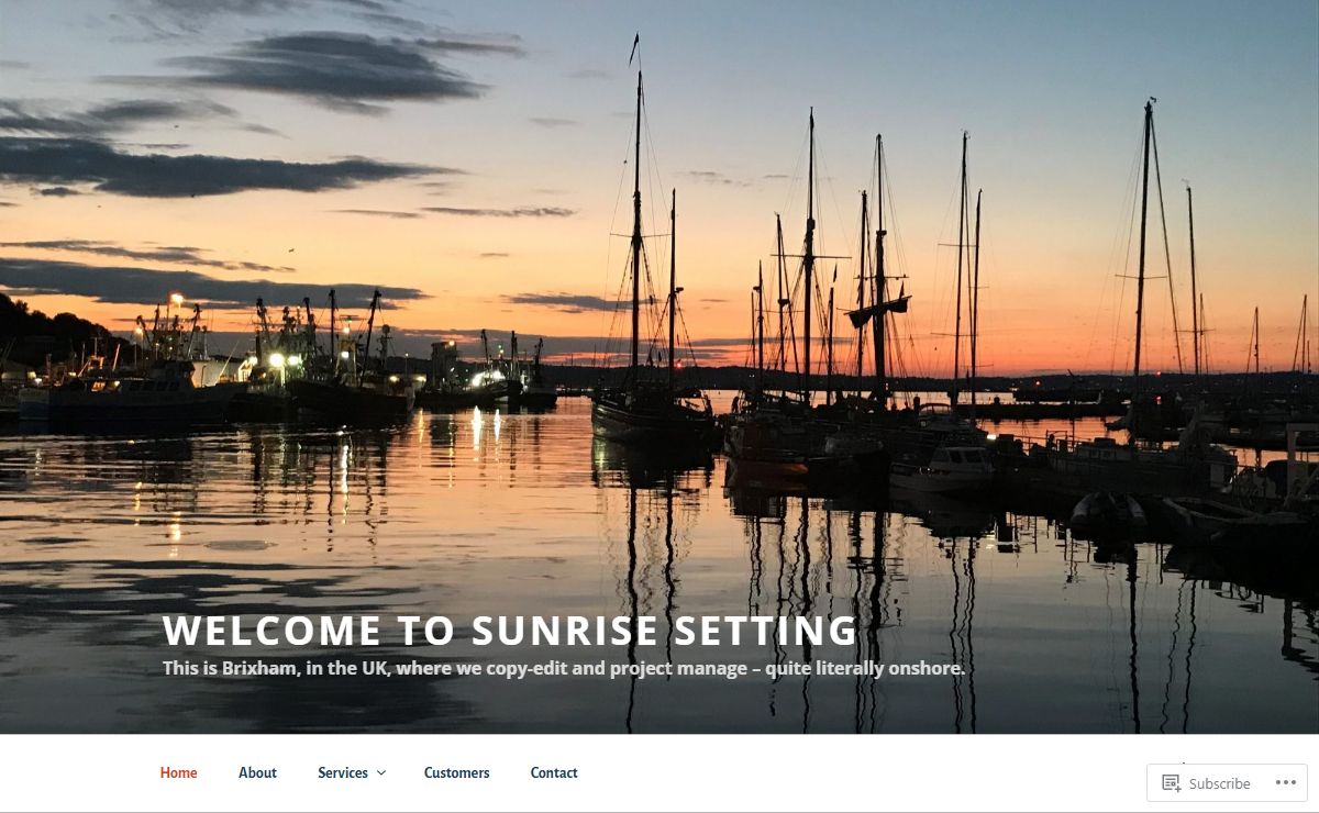 Welcome to Sunrise Setting – This is Brixham, in the UK, where we copy-edit and project manage – quite literally onshore.