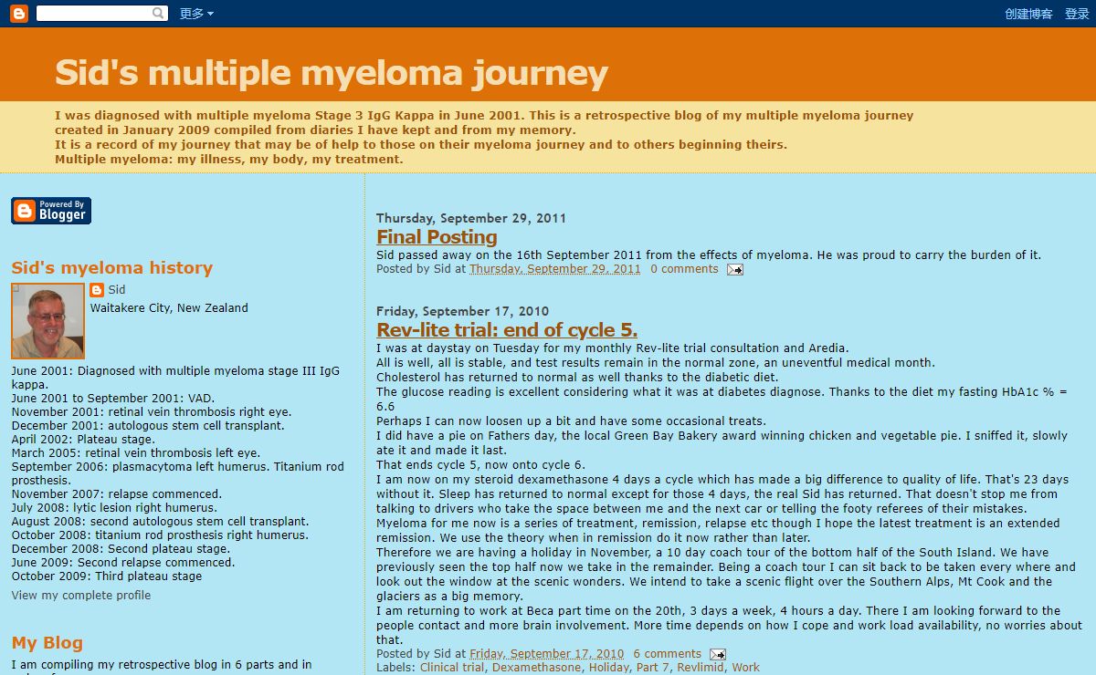 Sid's multiple myeloma journey