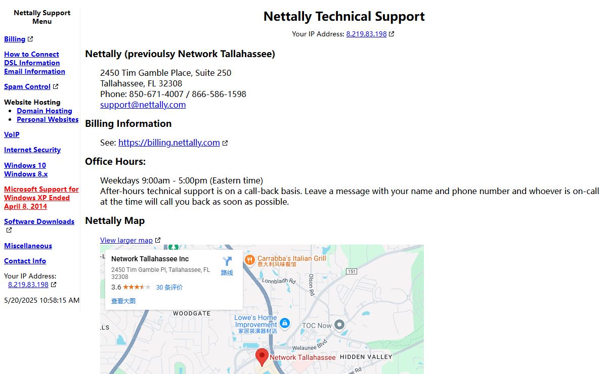 Nettally Technical Support