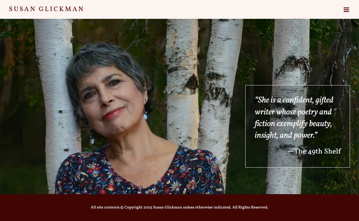Susan Glickman – award-winning Canadian author of poetry, fiction, nonfiction, and children's books