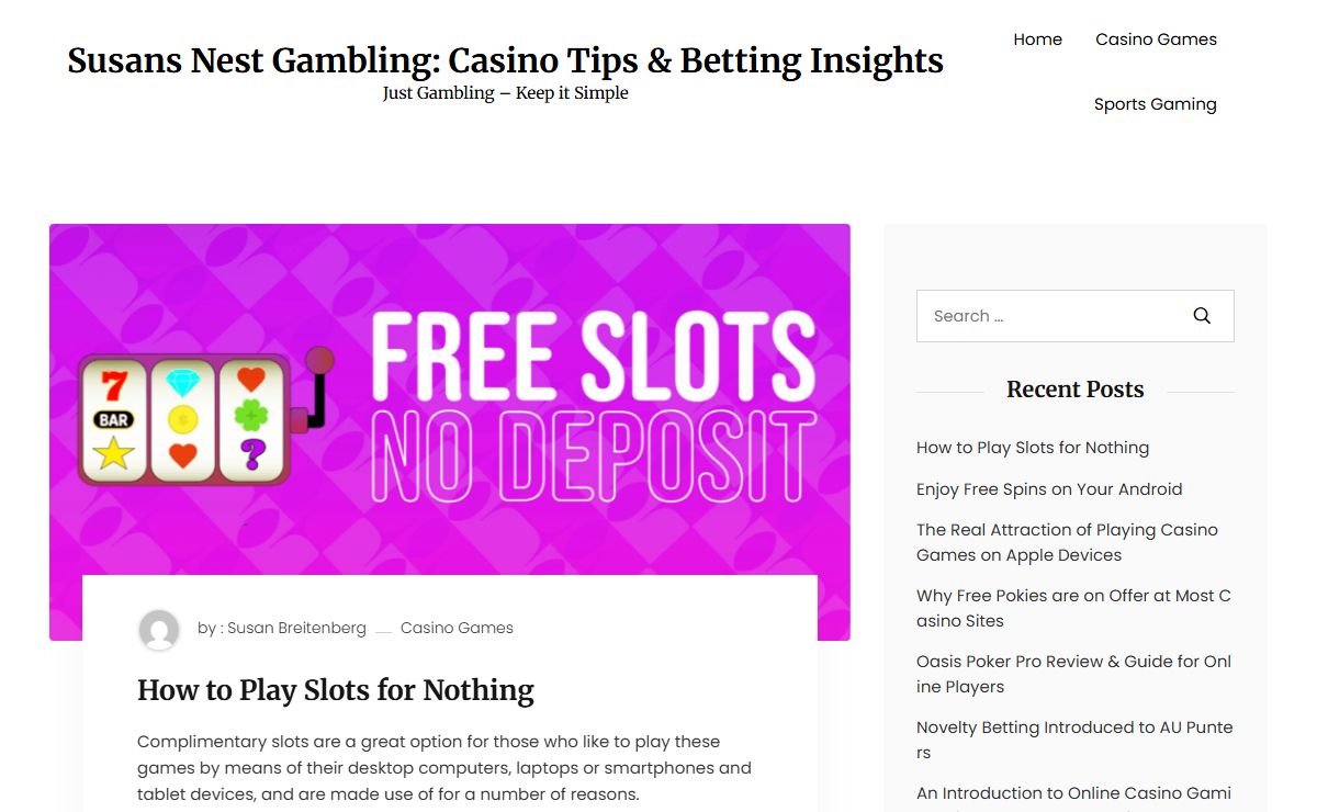 Susans Nest Gambling: Casino Tips & Betting Insights - Just Gambling - Keep it Simple
