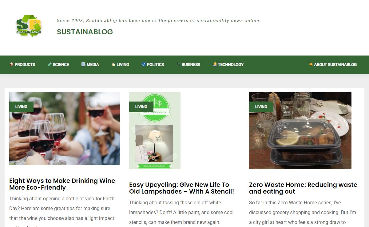 Sustainablog • Since 2003, Sustainablog has been one of the pioneers of sustainability news online.