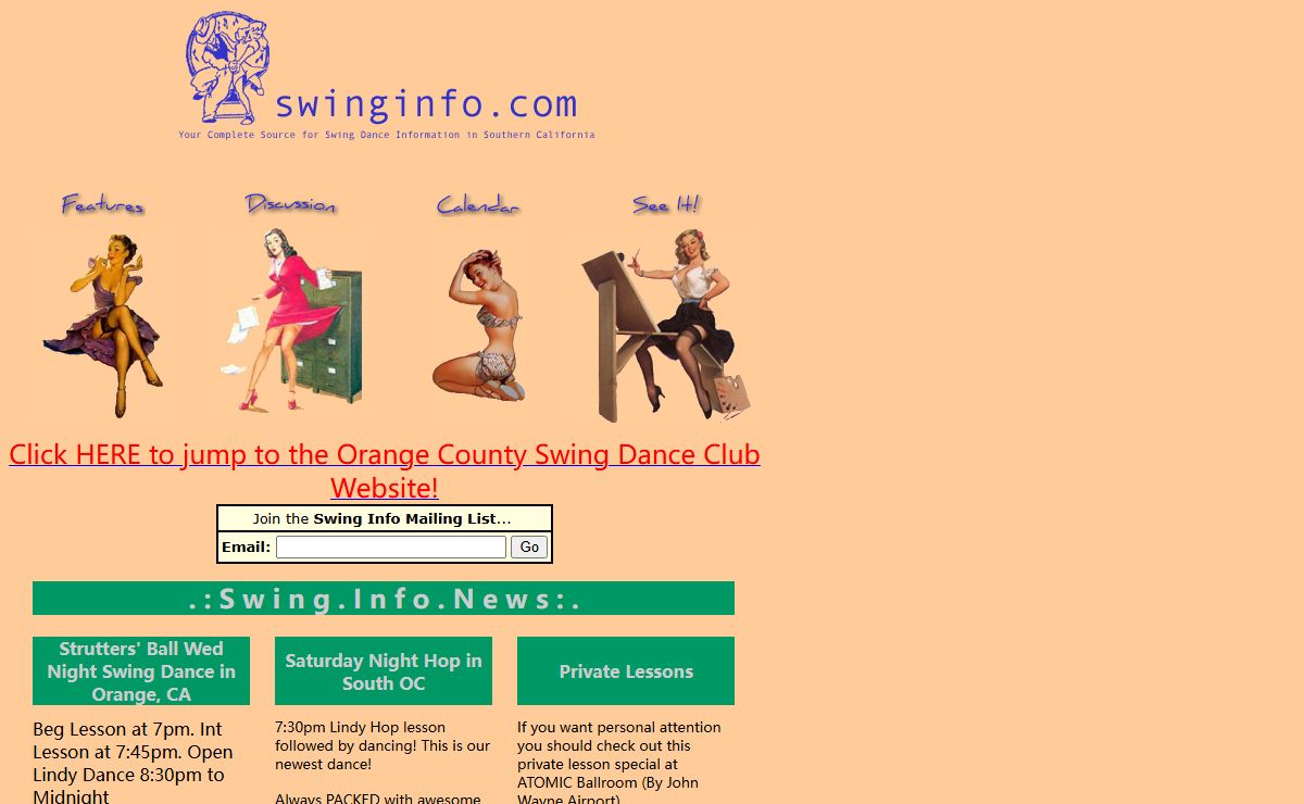 WELCOME! Swinginfo.com is your source for Swing Dance Classes Clubs