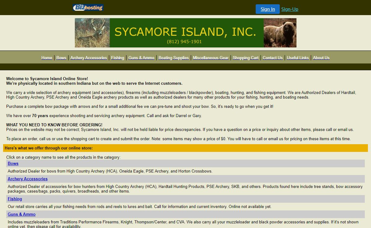 Sycamore Island hunting, archery, firearm, fishing, boating.