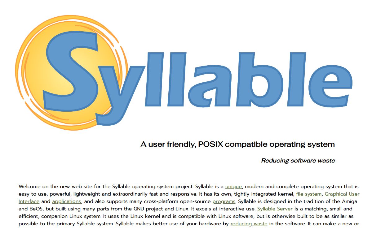 Syllable, a User Friendly, POSIX Compatible Operating System