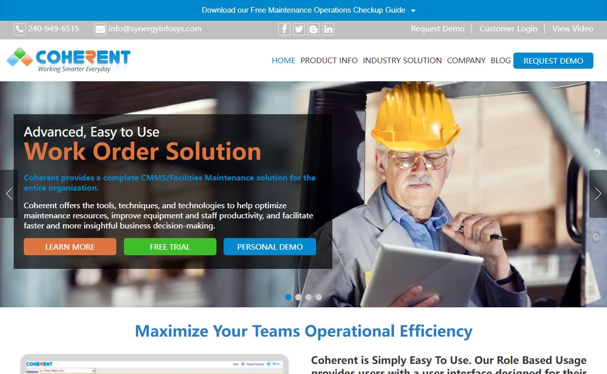 Coherent Working Smarter Everyday – The Premier Facilities Maintenance Software