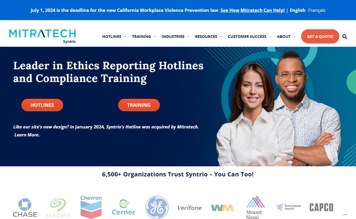 Leader in Compliance Training and Ethics Reporting Hotlines | Syntrio