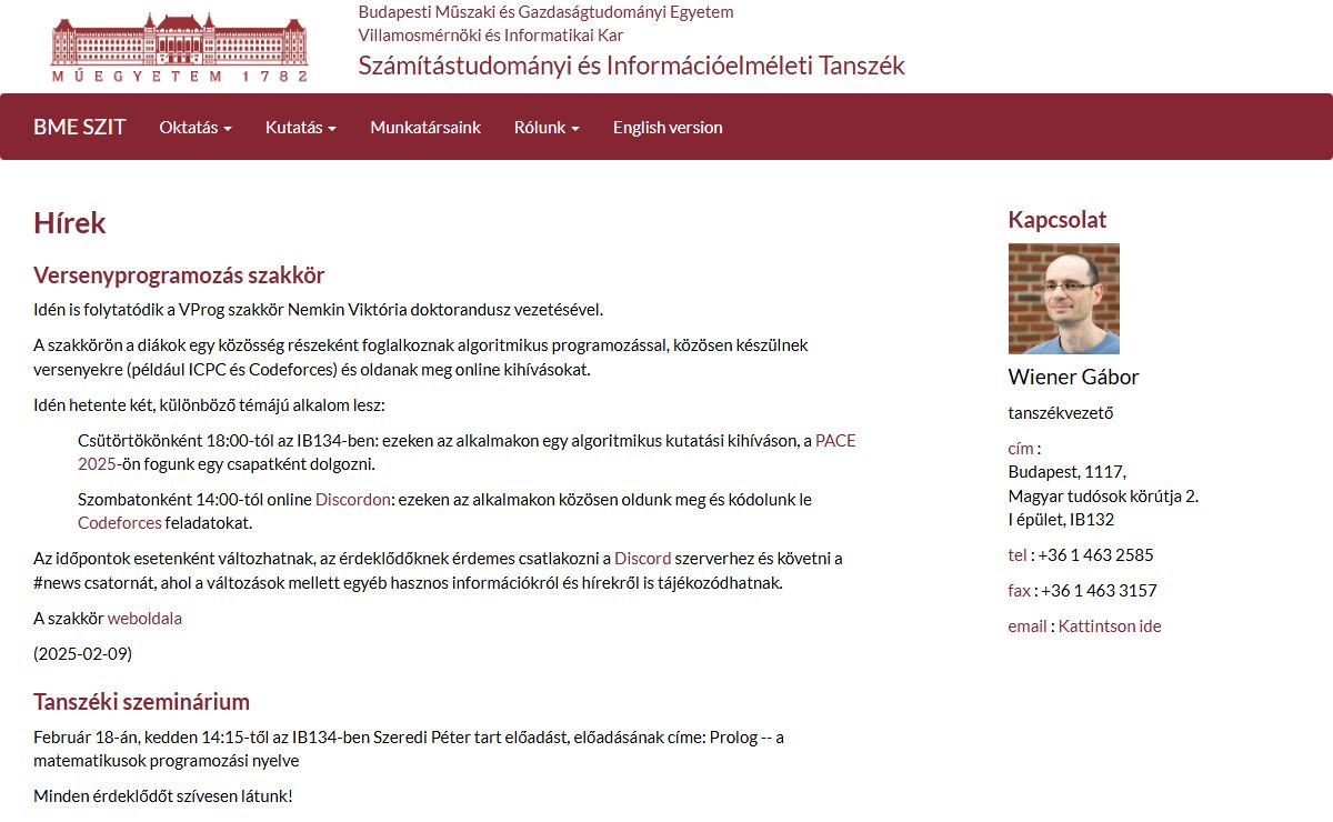 Számítástudományi és Információelméleti Tanszék
