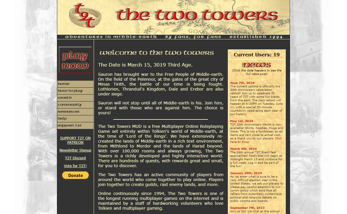 Welcome to the Two Towers Mud! - T2T