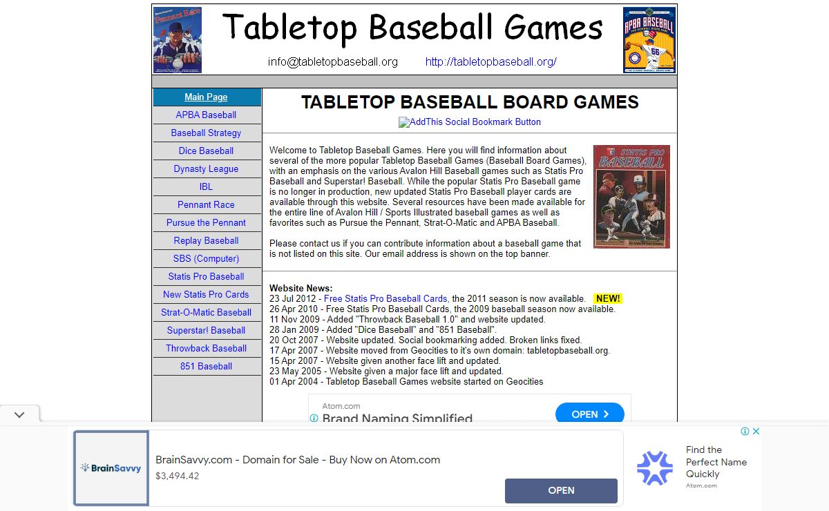 Tabletop Baseball Games - Baseball Board Games