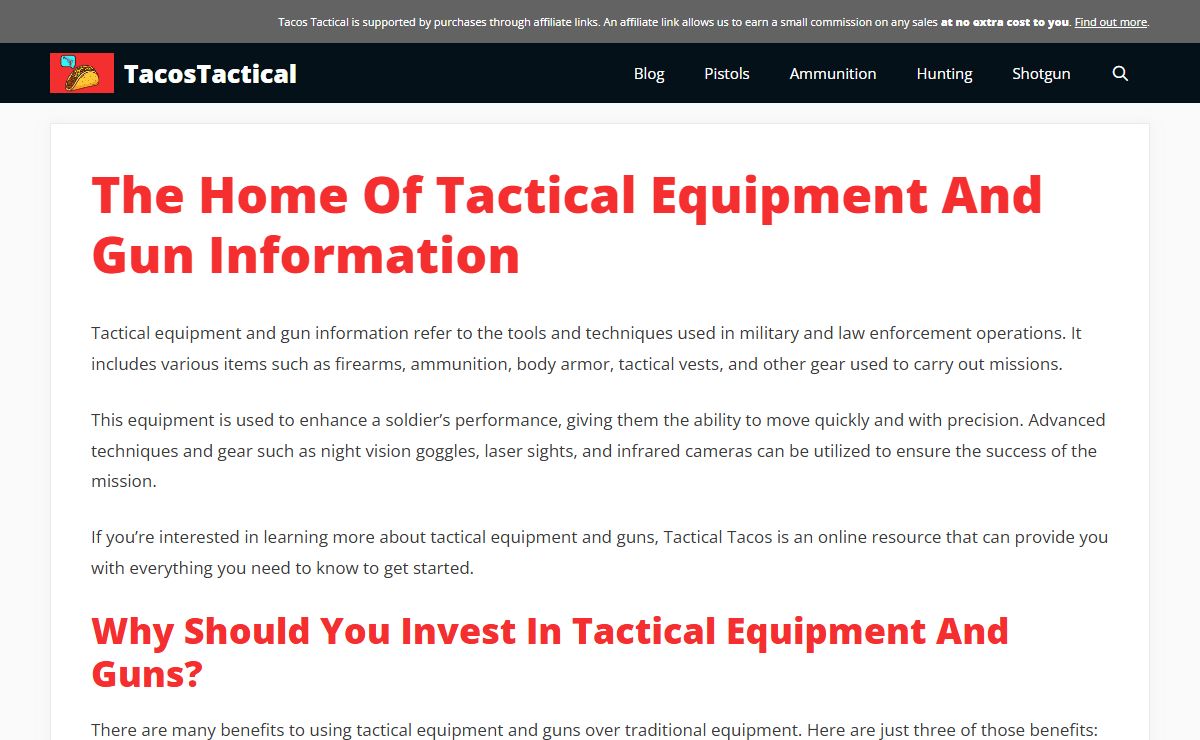 Tacos Tactical: Guns, Tactical Equipment and Learn New Skills