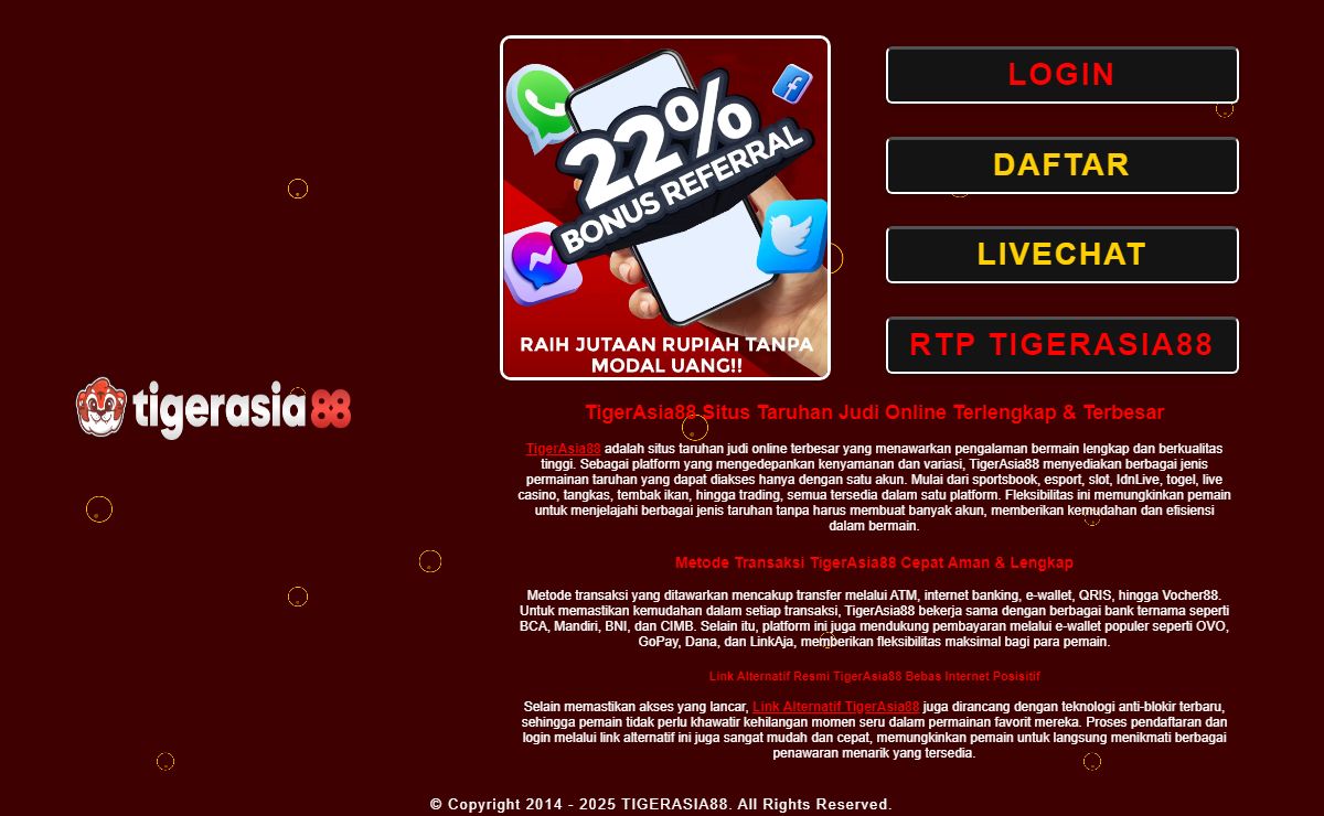 TigerAsia88 > Link Taruhan Judi Online Terlengkap dan Terbesar