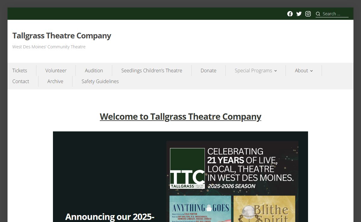 Tallgrass Theatre Company – West Des Moines' Community Theatre