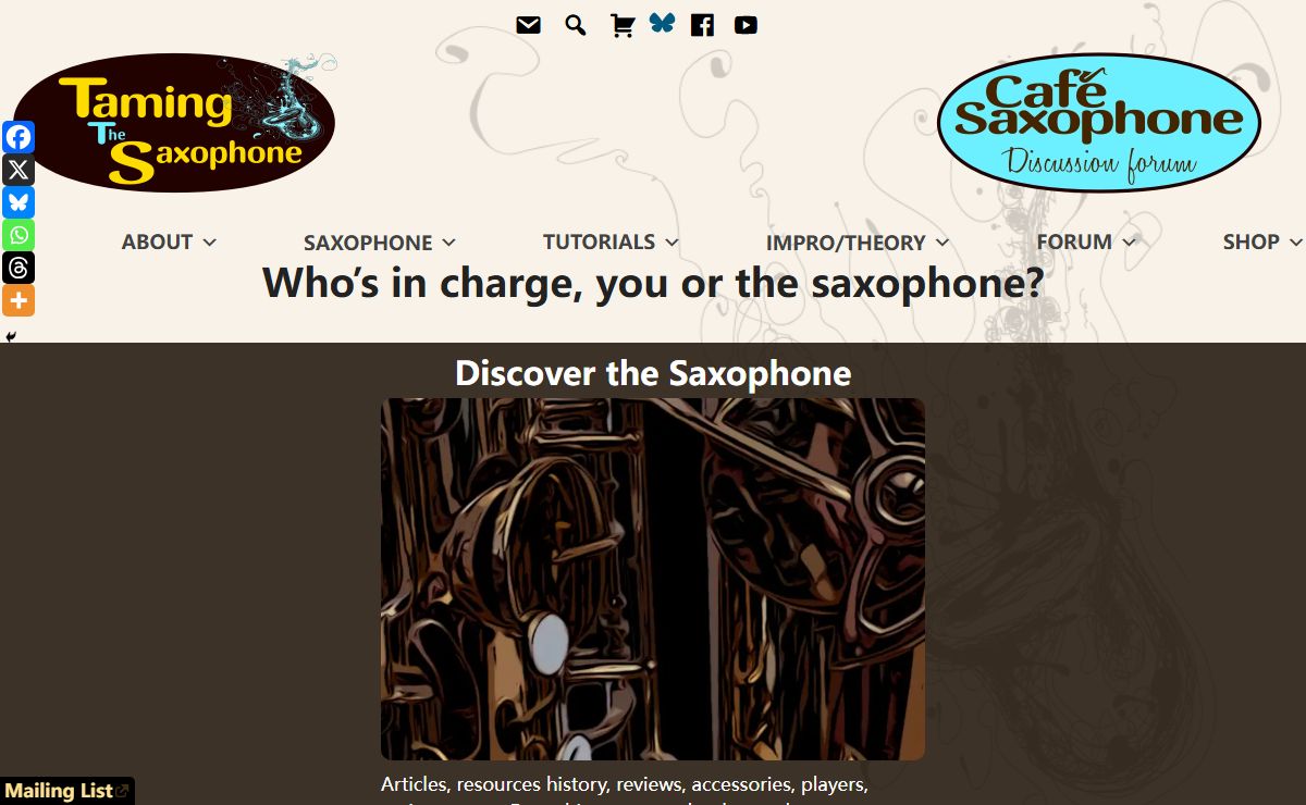 Loads of saxophone resources, lessons, downloads, books
