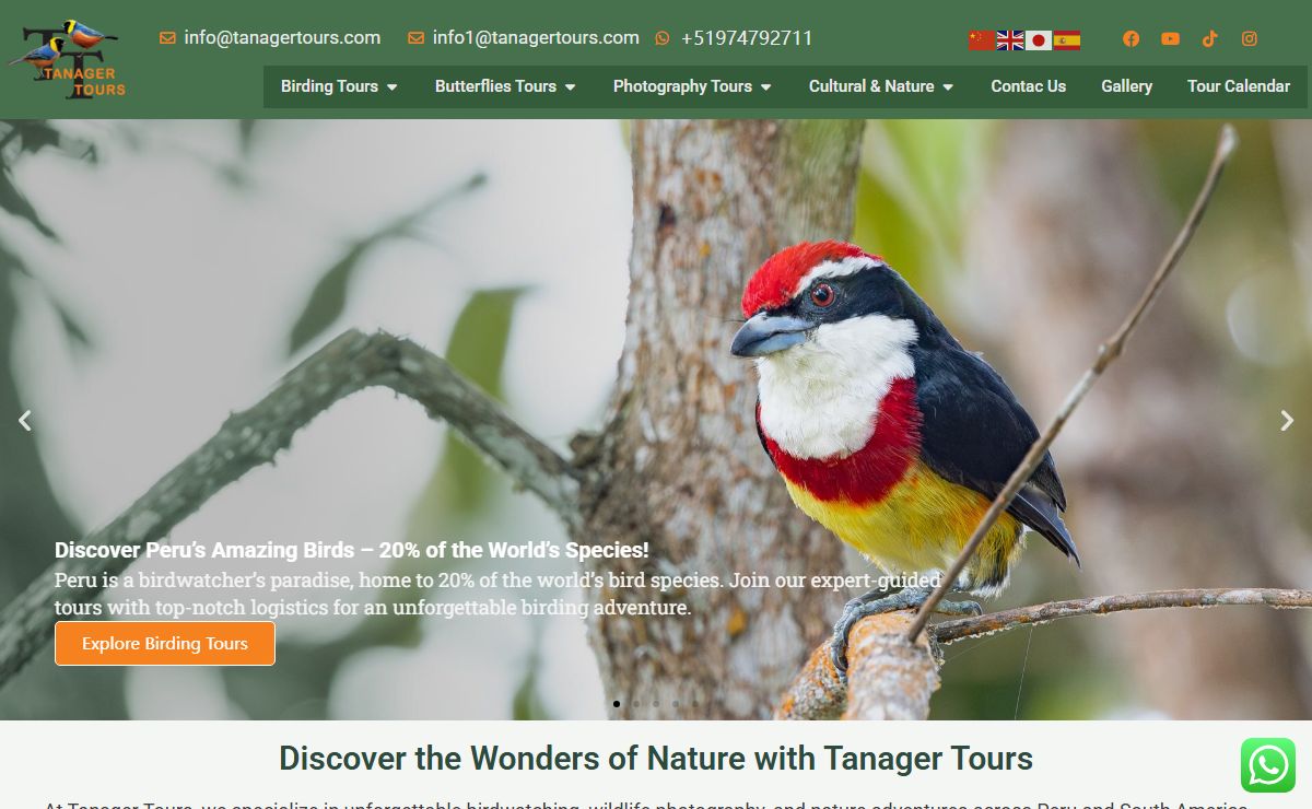 Birding Peru – Birdwatching Tours – Butterfly Tours & Bird Photography – Tanager Tours. – Planet Earth Generic Website Template
