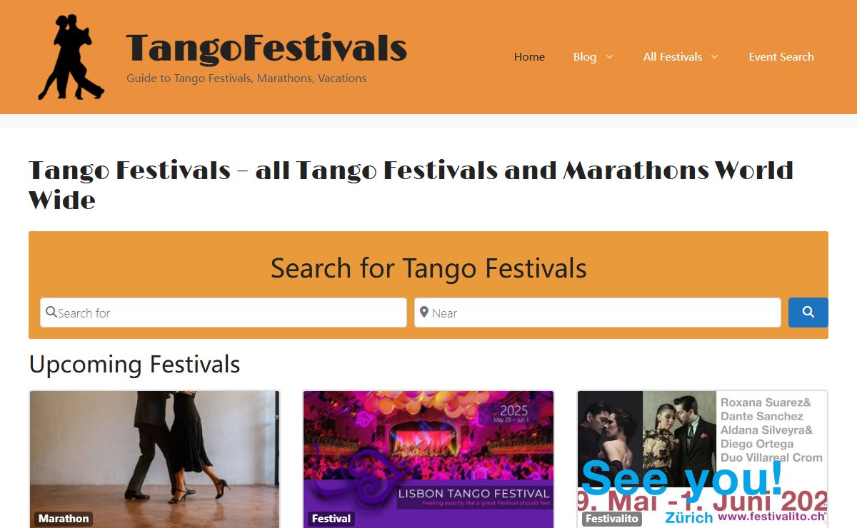 Tango Festivals - All Festivals and Marathons, Worldwide