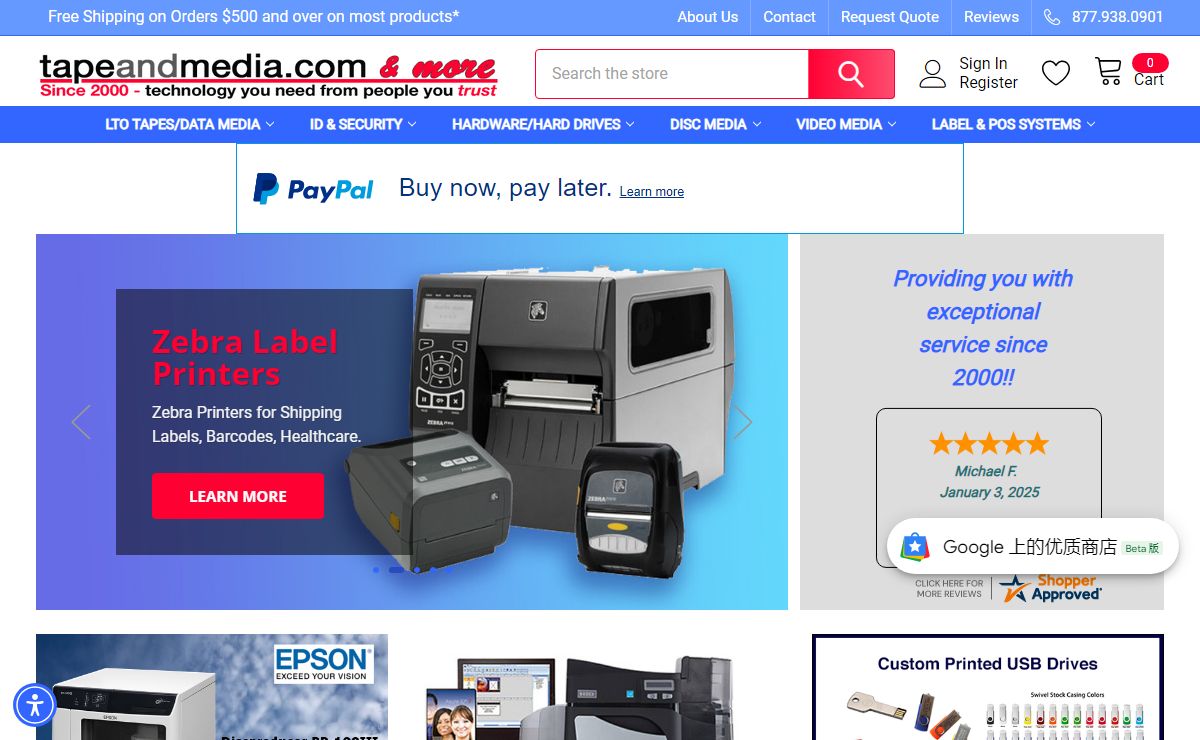TapeandMedia.com | LTO Tapes | Zebra Label Printers | External Hard Drives | ID Printers and Supplies