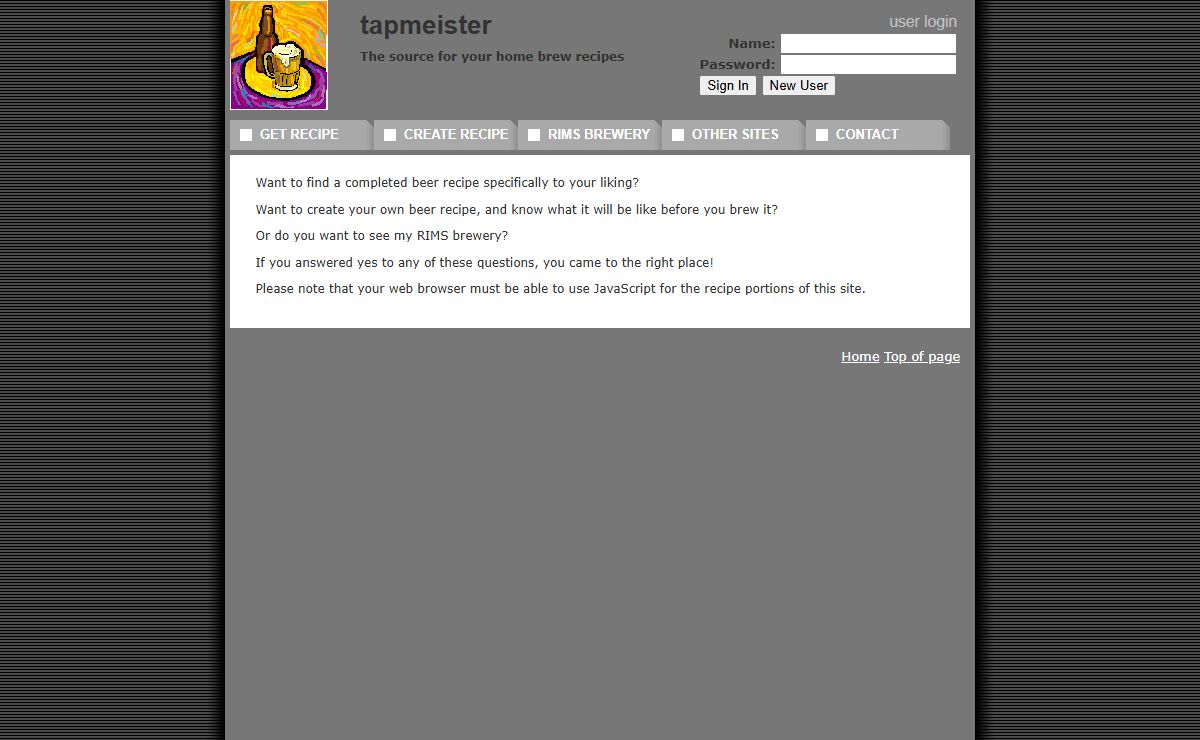TapMeister Beer Recipes and RIMS