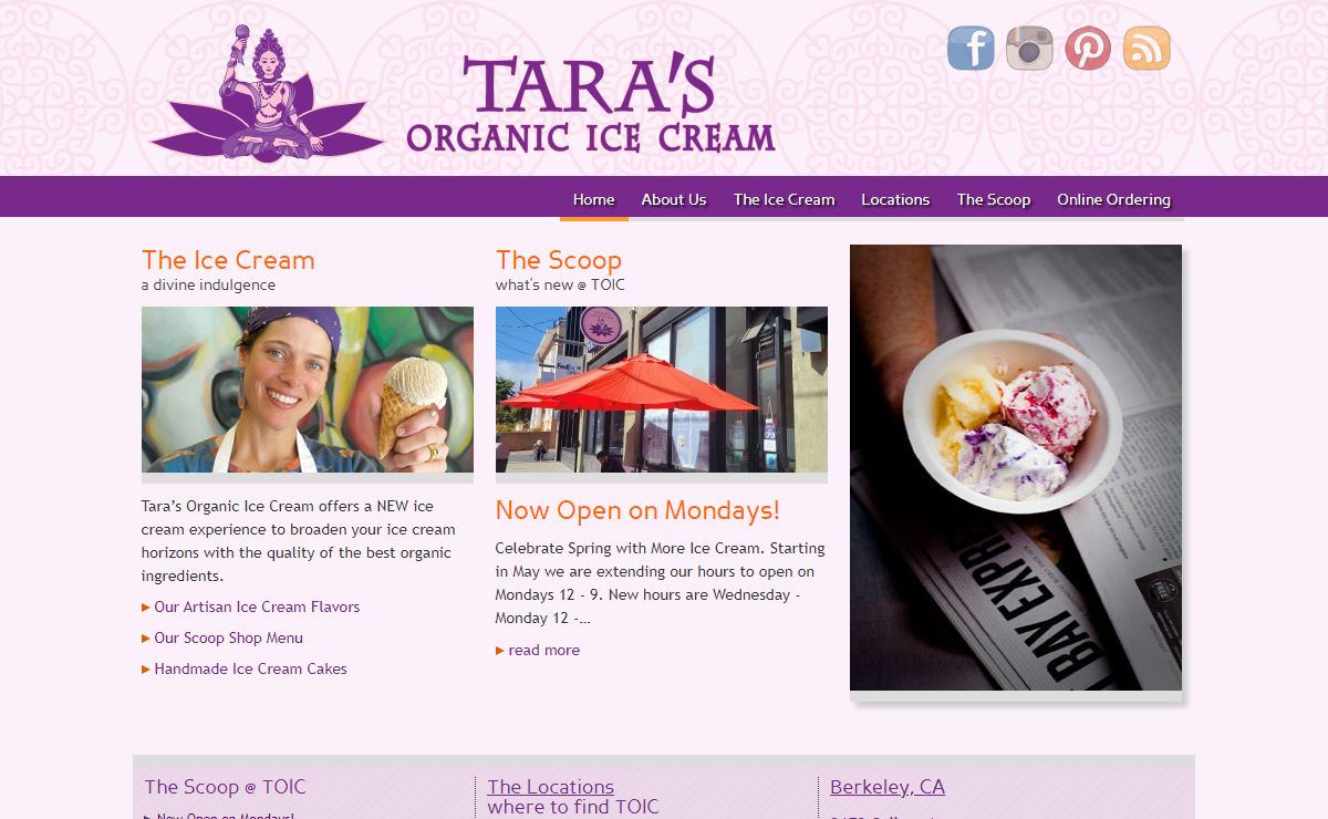 Tara's Organic Ice Cream | Voted East Bay's 'Best Ice Cream Flavors'