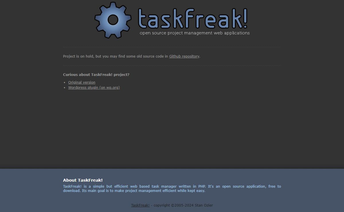 TaskFreak! web based task manager and todo list, project management made easy