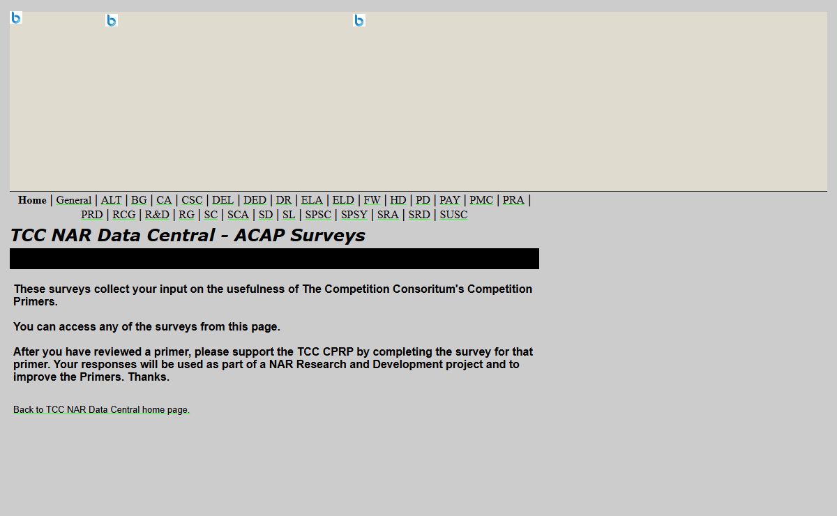 TCC NAR Data Central - ACAP Surveys