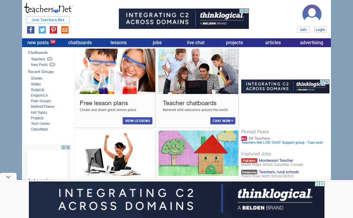 Teachers.Net – TEACHERS – Education resources, Teacher chat, lesson plans, teaching jobs. Teachers.Net for the most active teacher chatboards & teacher chatrooms, featuring thousands of teaching jobs, over 150 teacher mailrings and over 150 teacher chatboards, and live teacher chat 24 hours a day. Teachers.Net lesson bank offers over 3000 free lesson plan and curriculum and teacher project ideas. Our reference desk and library and teacher tools help teachers fully embrace today’s opportunities. Lesson plans and teaching tools, searchable teacher job listings and teaching career resources, reference desk and curriculum tools. Teachers – make Teachers.Net your homepage today!