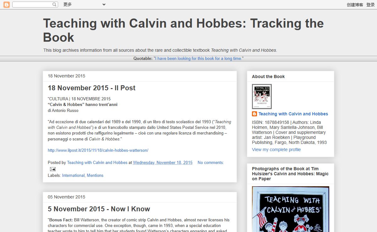 Teaching with Calvin and Hobbes: Tracking the Book