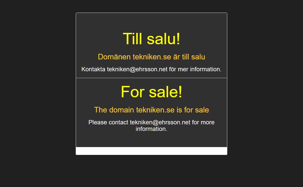 tekniken.se for sale
