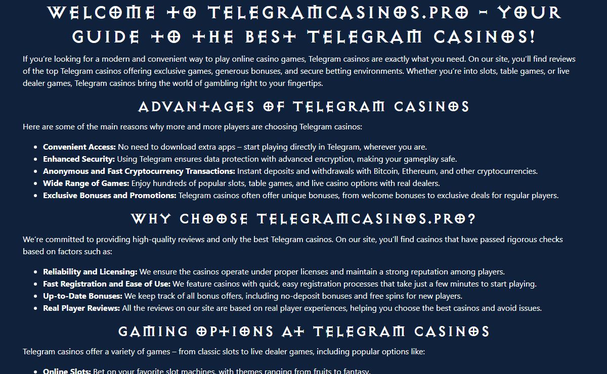 TELEGRAM CASINOS – Enjoy Casinos Everywhere