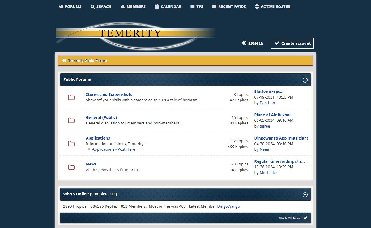 Temerity Guild Forum