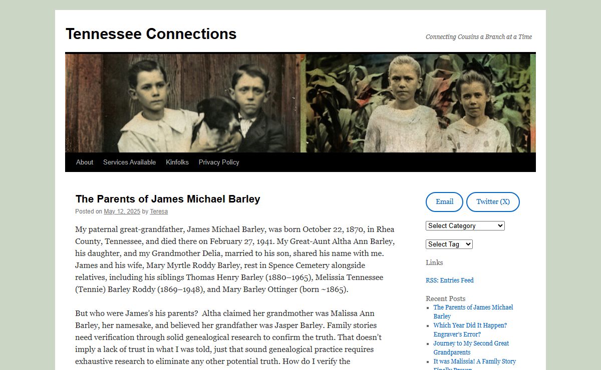 Tennessee Connections - Connecting Cousins a Branch at a Time