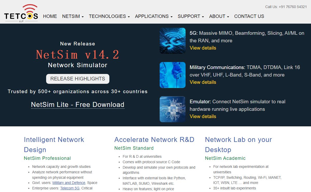 NetSim Home | Network Simulator for 5G, IoT, Military Communication, VANETs, Sat Comm., UWAN and more
